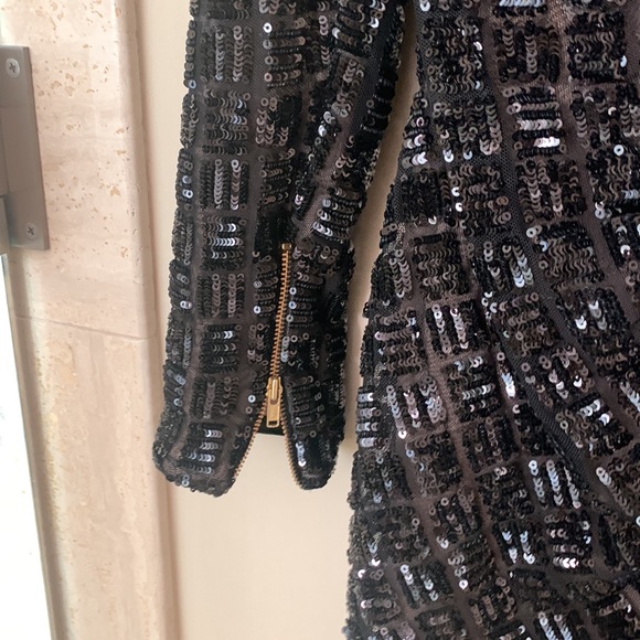 Self portrait black sequin cocktail zip dress, worn once , excellent condition. - Picture 2 of 4